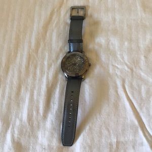 Women's Grey DKNY Crystallized Leather Band Watch